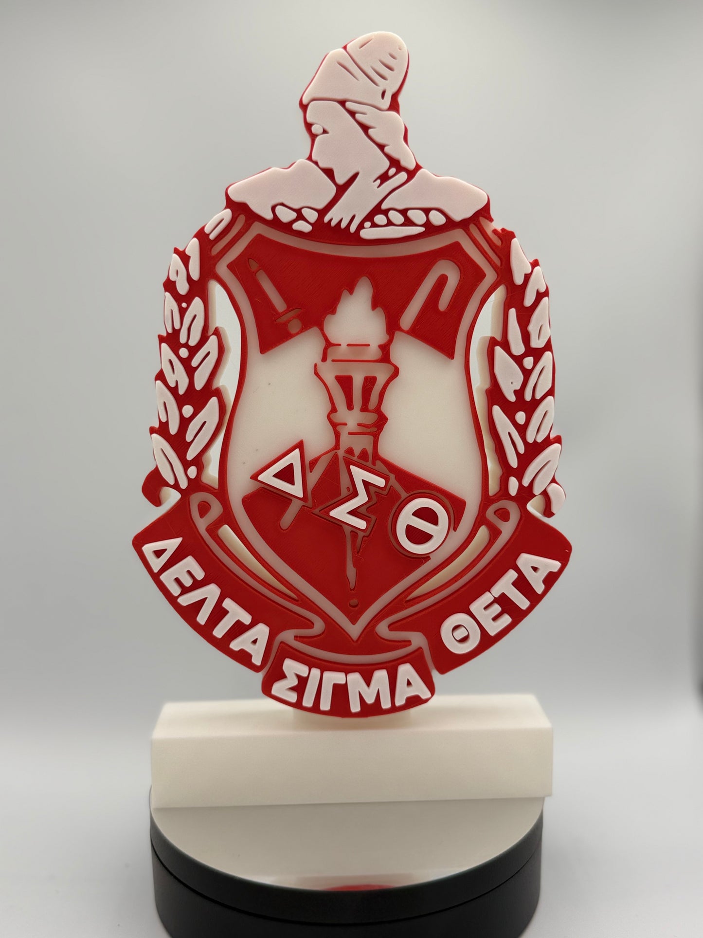 Custom 3D Printed Delta Sigma Theta Shield Stand