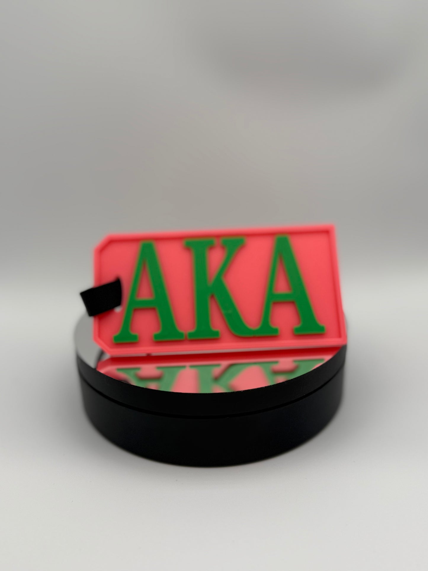 3D Printed AKA Luggage Tag with Leather Strap, Travel Bag Identifier
